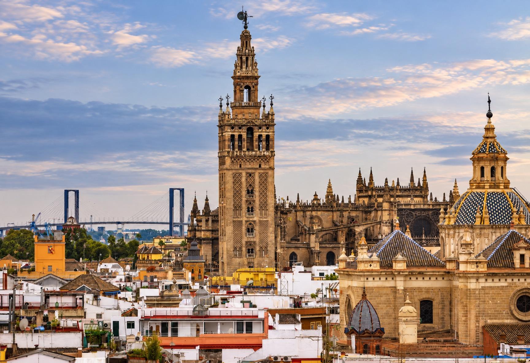 View of the Giralda and the domes of the old town at sunset